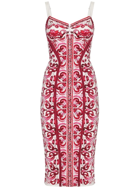 Majolica-print corset dress