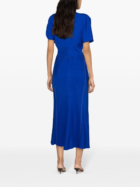 gathered-detailed textured midi dress