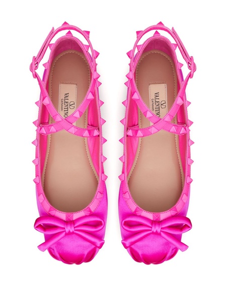 Rockstud satin ballerina shoes