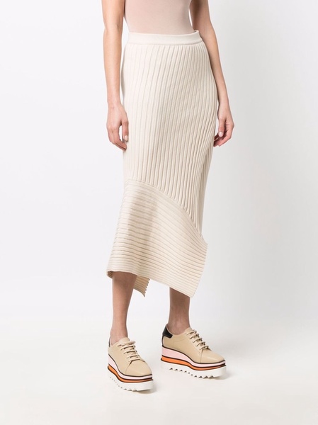 asymmetric ribbed-knit skirt