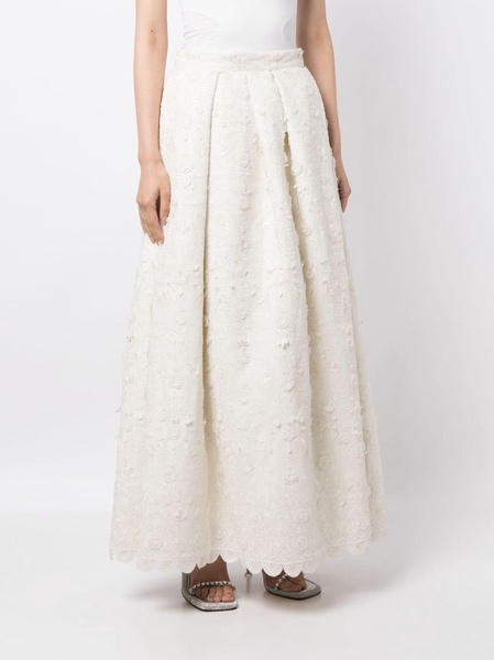 Pair floral-applied full skirt