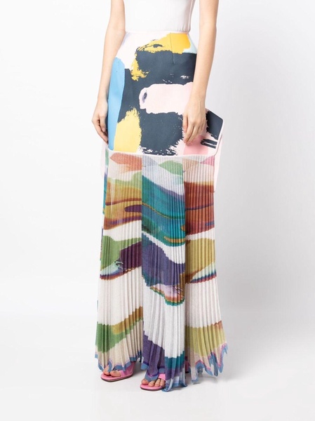 Flagrant abstract-print draped skirt