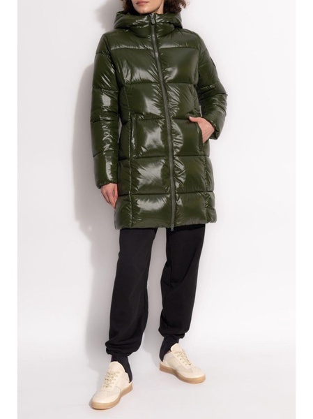 logo-patch padded coat 