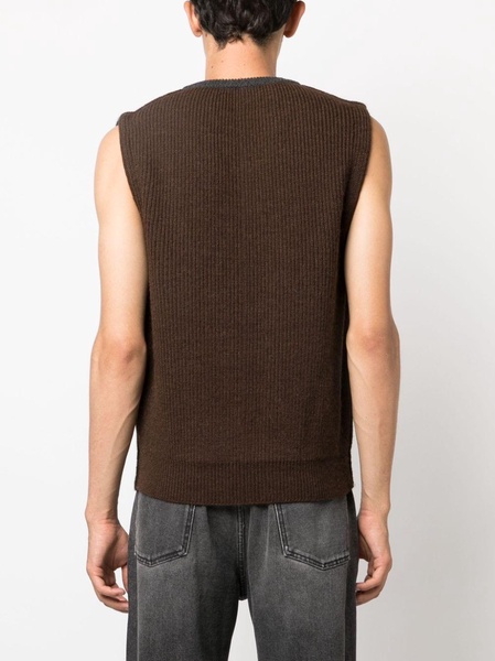 two-tone ribbed-knit vest