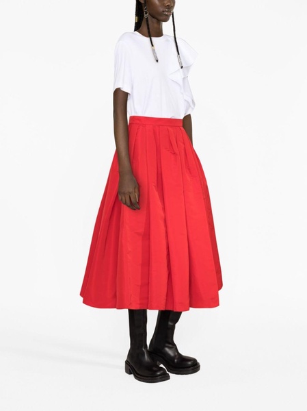 pleated faille midi skirt