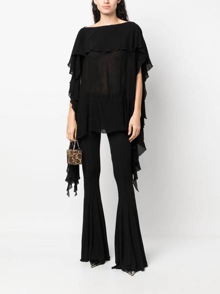 draped semi-sheer blouse