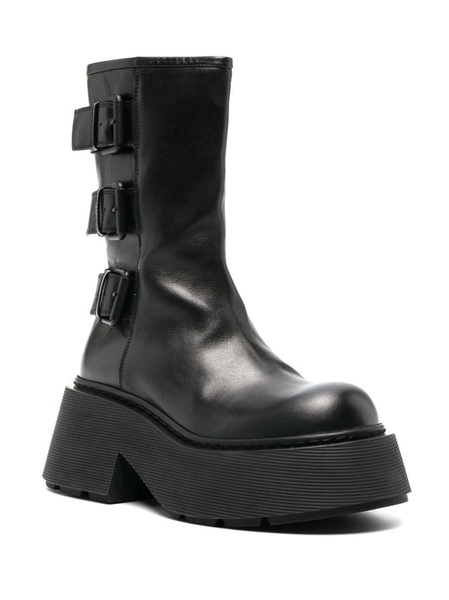 buckled leather platform boots