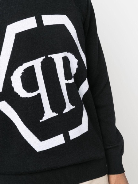 intarsia-logo crewneck jumper