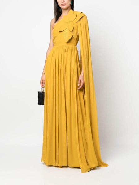 one-shoulder silk gown