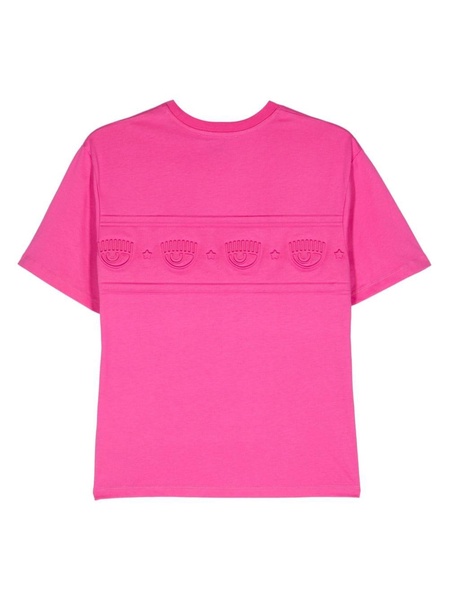 Eyelike-embossed cotton T-shirt