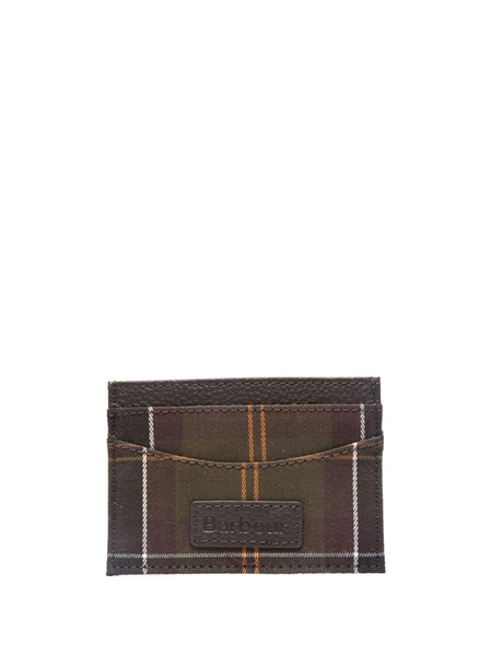 logo-patch tartan-print cardholder