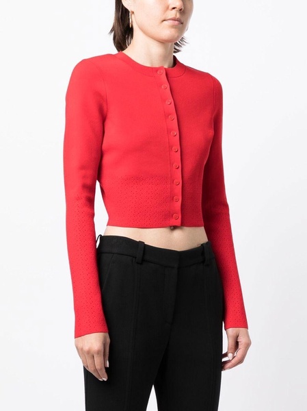 pointelle-knit cropped cardigan