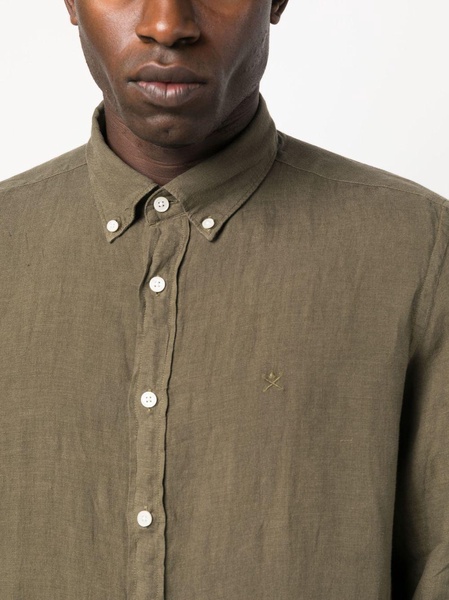 logo-embroidered linen shirt