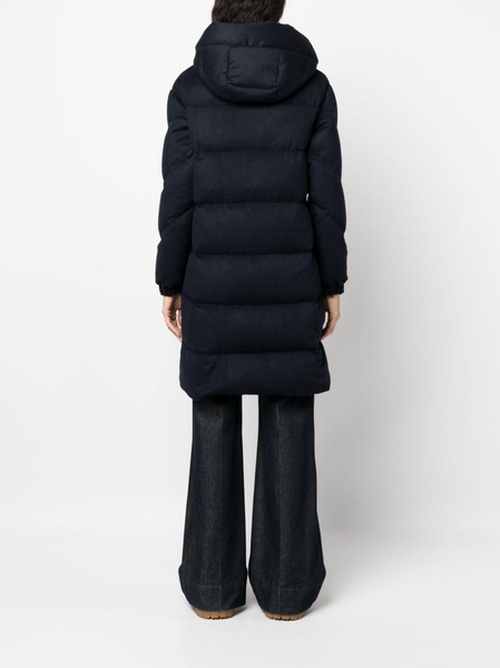 funnel-neck padded wool coat