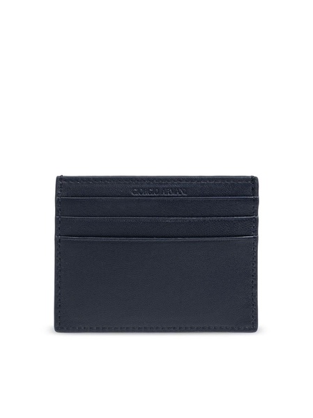 engraved-logo leather card holder