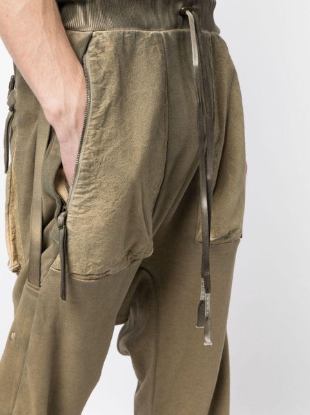 faded drop-crotch cotton track pants