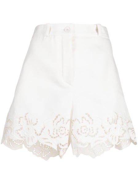 embroidered cotton-blend shorts