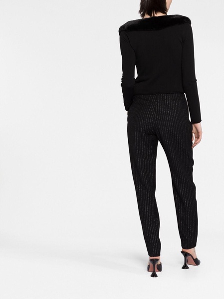 pinstripe wool trousers