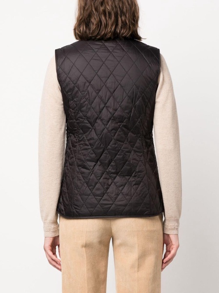 logo-embroidered quilted reversible gilet