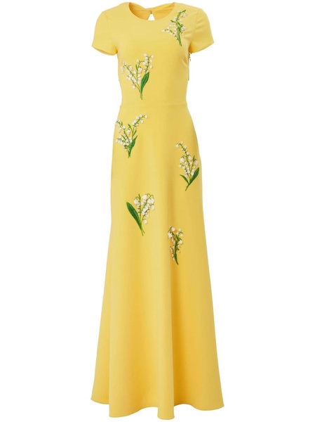 Floral Embroidered Gown with Back Bows