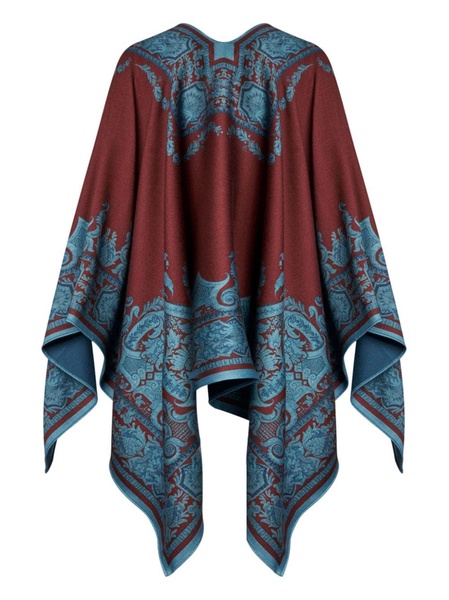 paisley-print wool cape