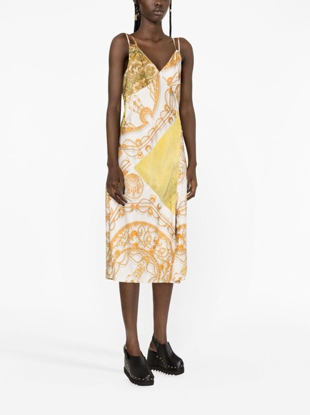 graphic-print silk slip dress