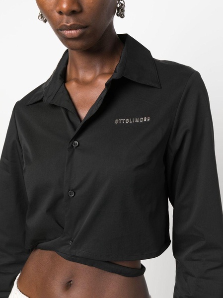 logo-lettering cropped shirt