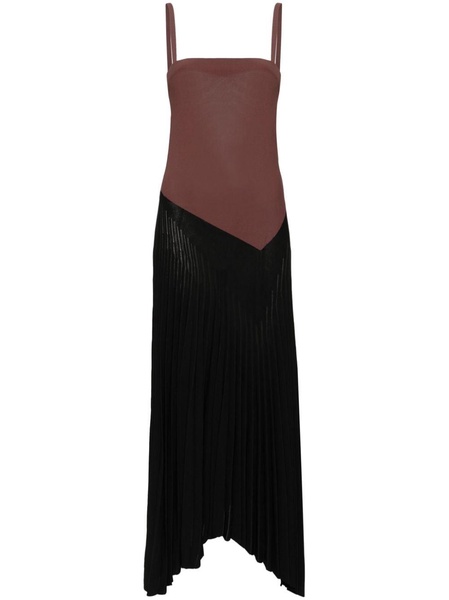 colour-block pleated maxi dress