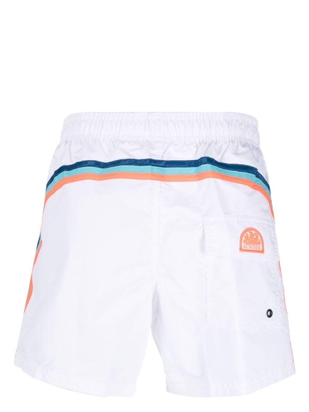 logo-patch striped swim shorts