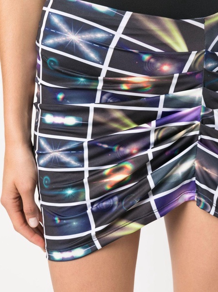 graphic-print ruched miniskirt