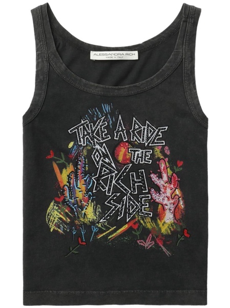 graphic-print cotton tank top