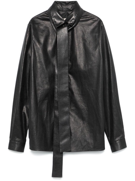 faux-leather shirt