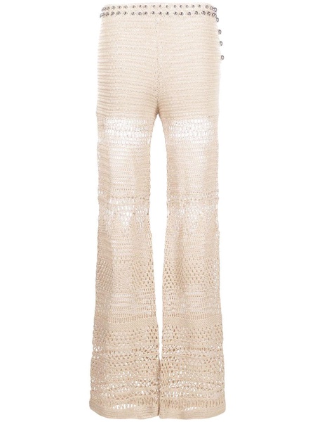 high-waisted knitted trousers