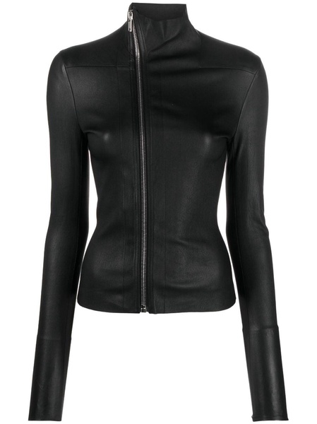 off-centre zip-up leather jacket