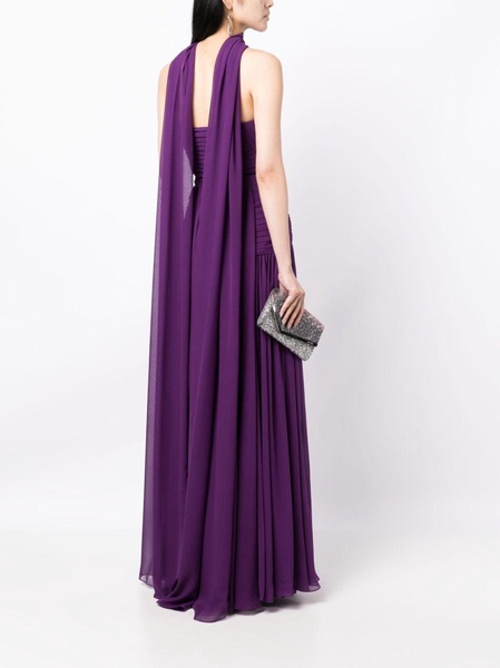 draped-design silk blend dress 