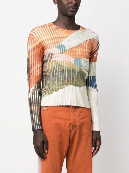 graphic-print ribbed jumper