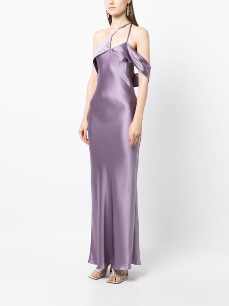 bias-cut one-shoulder gown