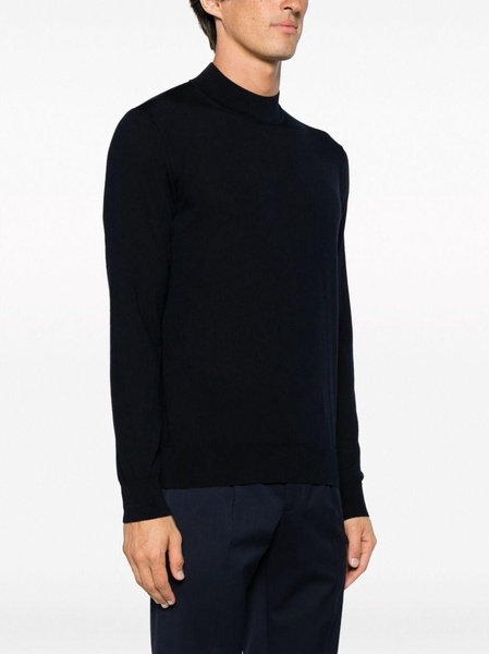 mock-neck virgin wool jumper