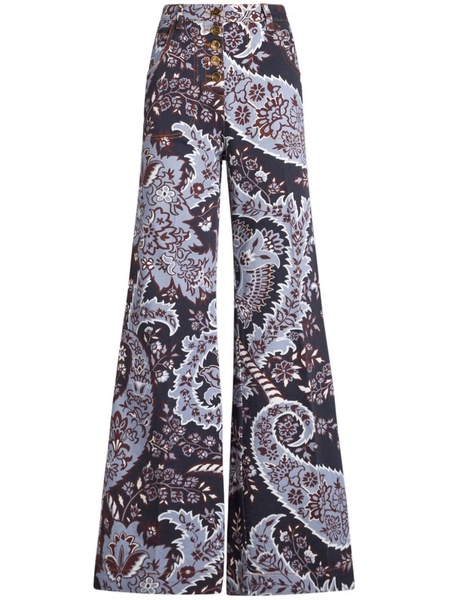 Paisley high-rise flared jeans