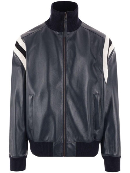 panelled leather jacket