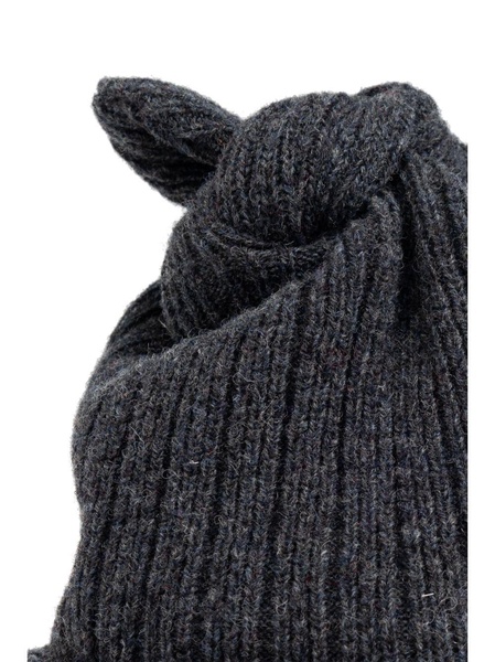 logo-lettering knotted wool beanie 