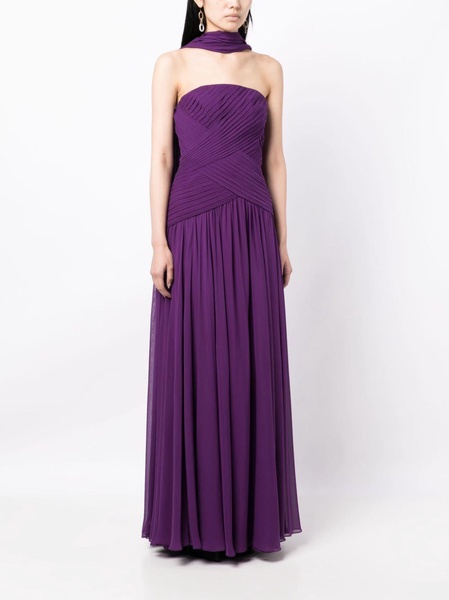 draped-design silk blend dress 