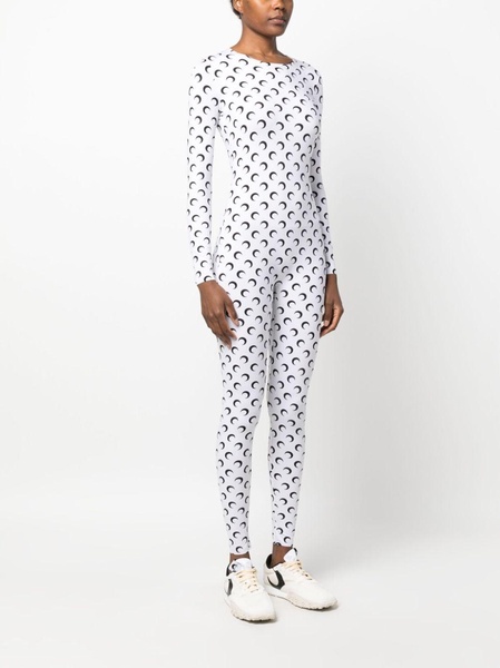 White Crescent Moon-Print Jumpsuit