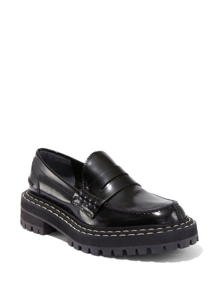 contrasting-stitch detail loafers