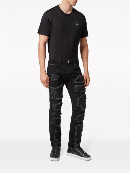 rip-detailed skinny-cut jeans