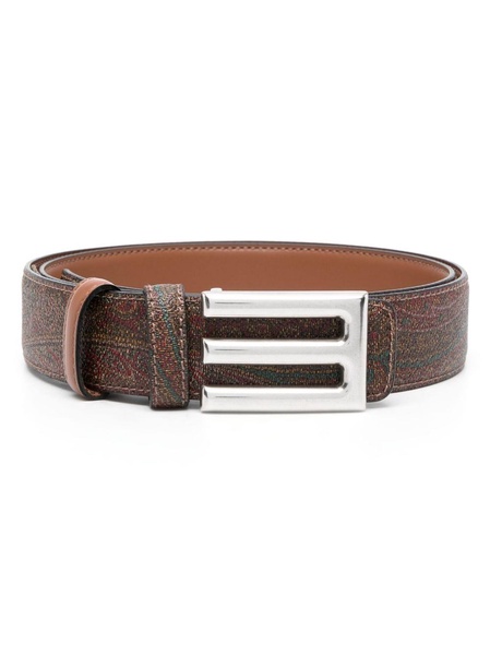 logo-buckle reversible leather belt