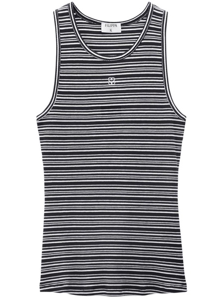 striped fine-rib organic-cotton vest