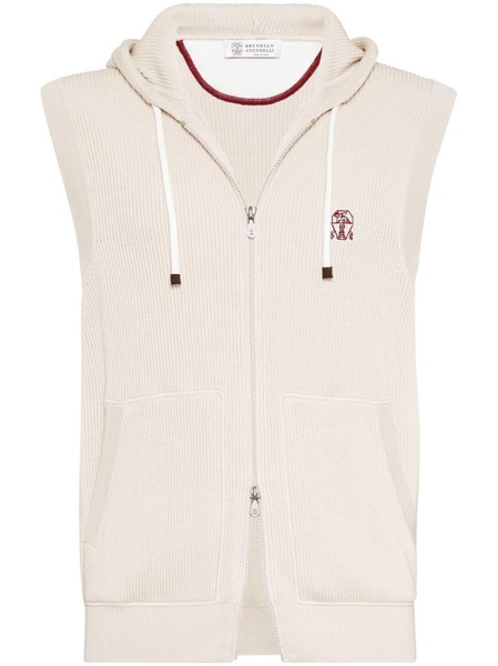 logo-embroidered ribbed gilet