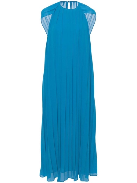 draped-shoulder pleated dress