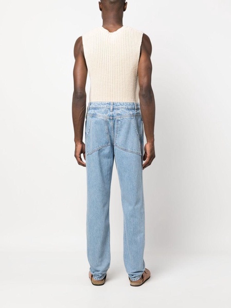 mid-rise straight-leg jeans